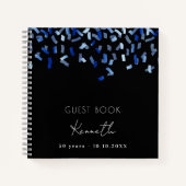 ゲストブック誕生日ブラックブルー紙吹雪 ノートブック (正面)