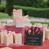 ゲストブック誕生日ブラックレッドグリッターバルーン ノートブック