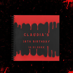 ゲストブック誕生日ブラックレッド血ドリップハロウィーン ノートブック
