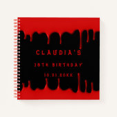 ゲストブック誕生日ブラックレッド血ドリップハロウィーン ノートブック (正面)