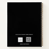 ゲストブック誕生日ブラック金ゴールドグリッター写真 ノートブック (裏面)