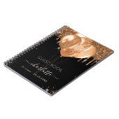 ゲストブック誕生日ブラック金ゴールドグリッター名 ノートブック (左側)