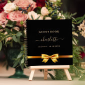 ゲストブック誕生日ブラック金ゴールドボウエレガント ノートブック