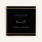 ゲストブック誕生日ブラック金ゴールドミニマリスト ノートブック (正面)