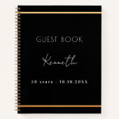 ゲストブック誕生日ブラック金ゴールドミニマリスト ノートブック (正面)