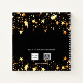 ゲストブック誕生日ブラック金ゴールド星名 ノートブック (裏面)