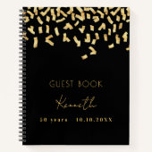 ゲストブック誕生日ブラック金ゴールド紙吹雪 ノートブック (正面)