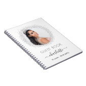 ゲストブック誕生日ホワイトシルバーグリッター写真 ノートブック (右側)