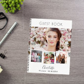 ゲストブック誕生日ホワイトフォトコラージュ ノートブック
