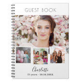 ゲストブック誕生日ホワイトフォトコラージュ ノートブック (正面)