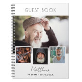 ゲストブック誕生日ホワイトフォトコラージュ ノートブック (正面)