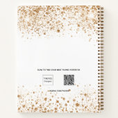ゲストブック誕生日ホワイト金ゴールドグリッター名スクリプト ノートブック (裏面)