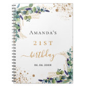 ゲストブック誕生日ユーカリの緑の予算 ノートブック (正面)