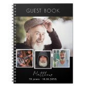 ゲストブック誕生日白黒写真コラージュ ノートブック (正面)