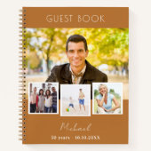 ゲストブック誕生日銅茶色の写真コラージュ ノートブック (正面)