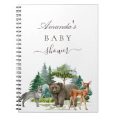 ゲストブック赤ちゃんシャワーウッドランド動物クマ ノートブック (正面)