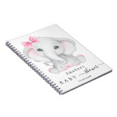 ゲストブック赤ちゃんシャワー女の子ゾウ女の子ピンク ノートブック (右側)