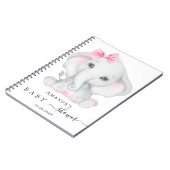 ゲストブック赤ちゃんシャワー女の子ゾウ女の子ピンク ノートブック (左側)