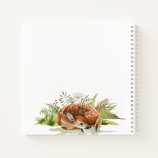 ゲストブック赤ちゃんシャワー森林動物の鹿かわいい ノートブック (裏面)