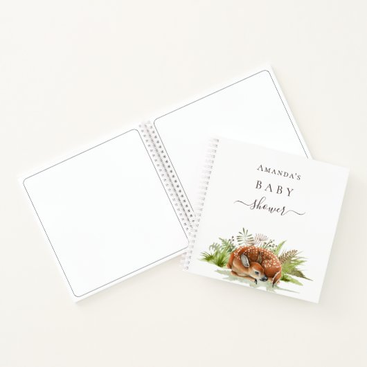 ゲストブック赤ちゃんシャワー森林動物の鹿かわいい ノートブック (内部)