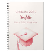 ゲストブック赤面ピンクベージュクリーム卒業パーティー ノートブック (正面)