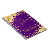 ゲストブック金ゴールドパープルスウィート16グリッターフローラ ノートブック (右側)