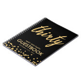 ゲストブック金ゴールドブラック"30誕生日グリッター ノートブック (左側)