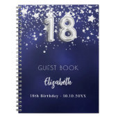 ゲストブック18th誕生日ネイビーブルーシルバースター ノートブック (正面)