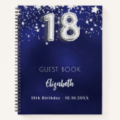 ゲストブック18th誕生日ネイビーブルーシルバースター ノートブック (正面)