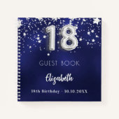ゲストブック18th誕生日ネイビーブルーシルバースター ノートブック (正面)