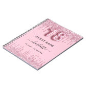 ゲストブック18th誕生日ピンクのグリッタードリップス名 ノートブック (左側)