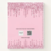 ゲストブック18th誕生日ピンクのグリッタードリップス名 ノートブック (裏面)