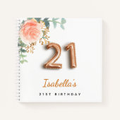 ゲストブック21st誕生日バラ金ゴールドユーカリ ノートブック (正面)