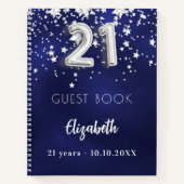 ゲストブック21th誕生日ネイビーブルーシルバースター ノートブック (正面)