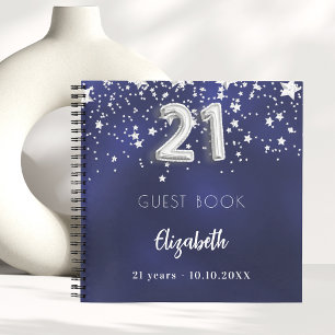 ゲストブック21th誕生日ネイビーブルーシルバースター ノートブック