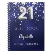 ゲストブック21th誕生日ネイビーブルーシルバースター ノートブック (正面)