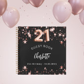 ゲストブック21th誕生日ブラックバラ金ゴールドスター ノートブック