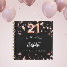 ゲストブック21th誕生日ブラックバラ金ゴールドスター