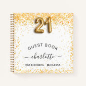 ゲストブック21th誕生日ホワイト金ゴールドグリッター ノートブック (正面)