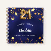 ゲストブック21th birthday navy blue金ゴールド星 ノートブック (正面)