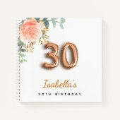 ゲストブック30th誕生日バラ金ゴールドユーカリ ノートブック (正面)