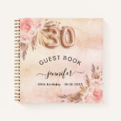 ゲストブック30th誕生日パンパスグラスバラ金ゴールド ノートブック (正面)