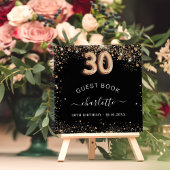 ゲストブック30th誕生日ブラック金ゴールドグリッター名 ノートブック