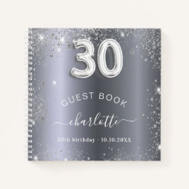 ゲストブック30th birthday silverグリッター名glam ノートブック
