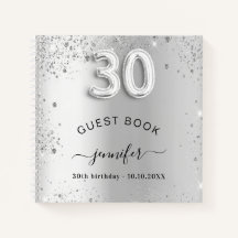 ゲストブック30th birthday silverグリッター名glam