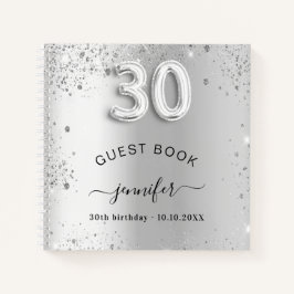 ゲストブック30th birthday silverグリッター名glam ノートブック