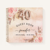 ゲストブック40th誕生日パンパスグラスバラ金ゴールド ノートブック (正面)