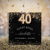 ゲストブック40th誕生日ブラック金ゴールドグリッター名 ノートブック