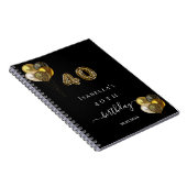 ゲストブック40th誕生日ブラック金ゴールドヒョウ動物 ノートブック (右側)