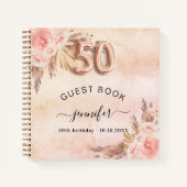 ゲストブック50th誕生日パンパスグラスバラ金ゴールド ノートブック (正面)